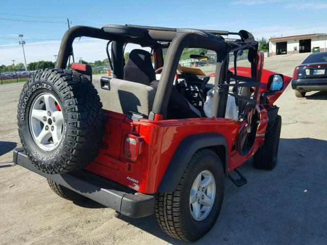 1J4FA29123P315712 - 2003 JEEP WRANGLER / RED photo 4