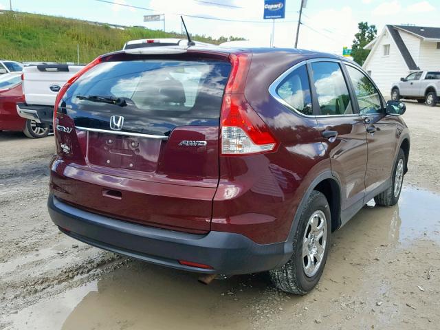 5J6RM4H33CL076908 - 2012 HONDA CR-V LX MAROON photo 4