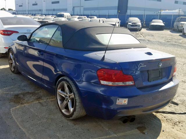 WBAUN935X8VF56118 - 2008 BMW 135 I BLUE photo 3