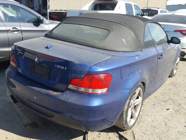 WBAUN935X8VF56118 - 2008 BMW 135 I BLUE photo 4