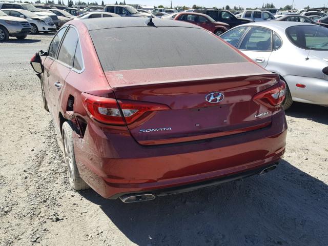 5NPE34AF2FH016266 - 2015 HYUNDAI SONATA SPO RED photo 3