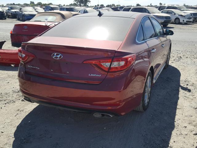 5NPE34AF2FH016266 - 2015 HYUNDAI SONATA SPO RED photo 4