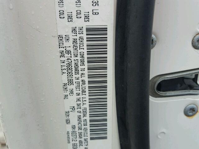 1J8FT47068D691885 - 2008 JEEP COMPASS SP თეთრი ფოტო 10