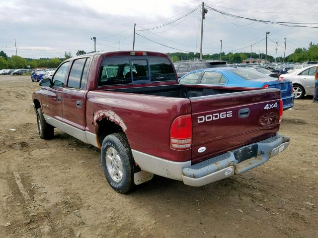 1B7HG48N02S656874 - 2002 DODGE DAKOTA QUA BURGUNDY photo 3