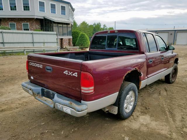 1B7HG48N02S656874 - 2002 DODGE DAKOTA QUA BURGUNDY photo 4