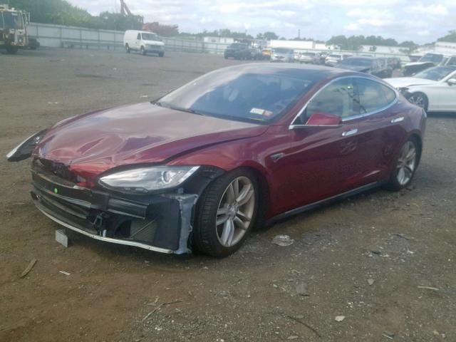 5YJSA1DP9CFS00562 - 2012 TESLA MODEL S BURGUNDY photo 2