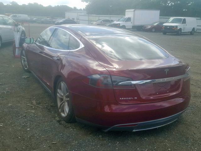 5YJSA1DP9CFS00562 - 2012 TESLA MODEL S BURGUNDY photo 3