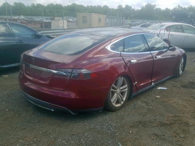 5YJSA1DP9CFS00562 - 2012 TESLA MODEL S BURGUNDY photo 4