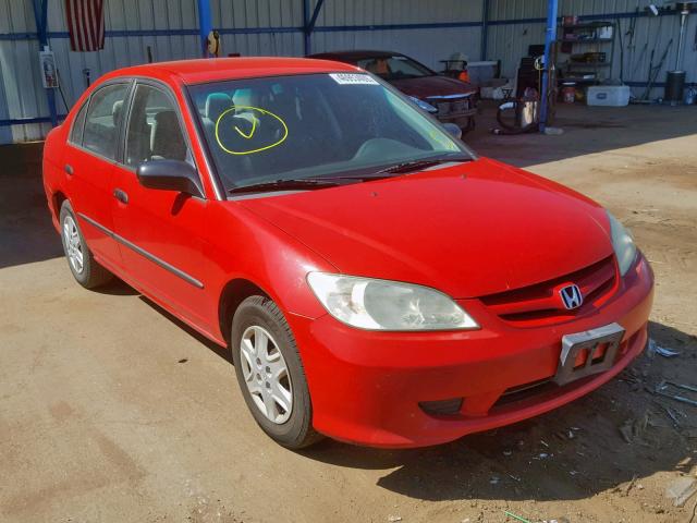 1HGES16345L020279 - 2005 HONDA CIVIC DX V RED photo 1