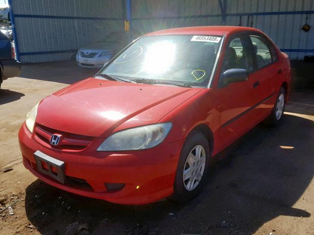 1HGES16345L020279 - 2005 HONDA CIVIC DX V RED photo 2