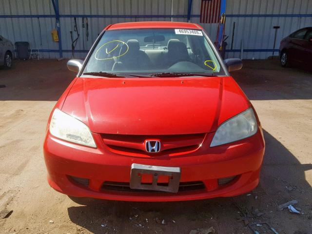 1HGES16345L020279 - 2005 HONDA CIVIC DX V RED photo 9