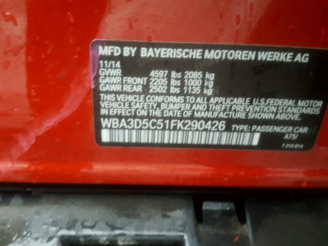 WBA3D5C51FK290426 - 2015 BMW 328 D RED photo 10