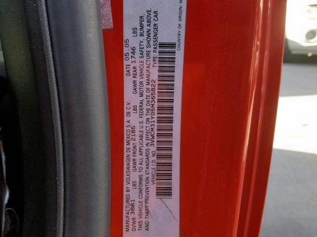 3VWCM31Y05M365822 - 2005 VOLKSWAGEN NEW BEETLE Qırmızı foto 10