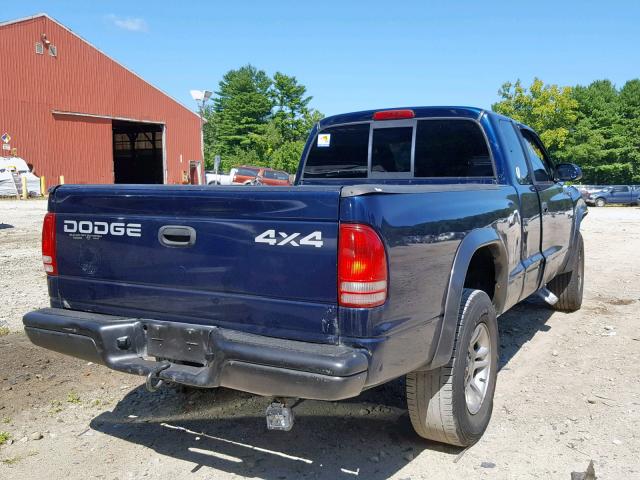 1B7GG12X72S724236 - 2002 DODGE DAKOTA BAS BLUE photo 4