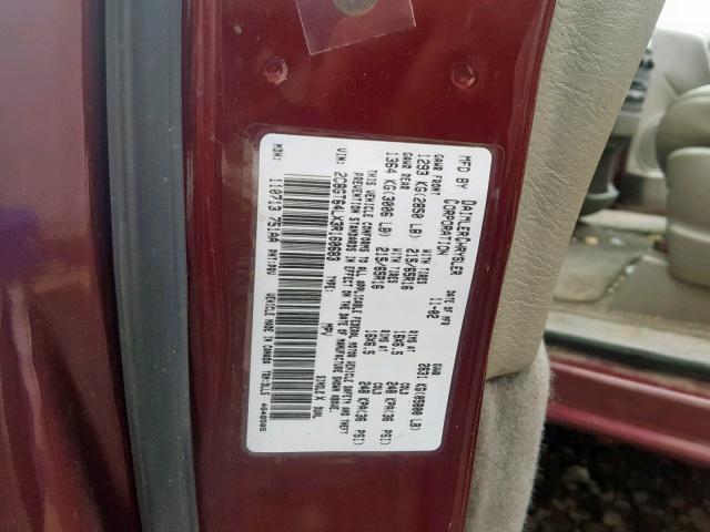 2C8GT64LX3R160683 - 2003 CHRYSLER TOWN & COU RED photo 10