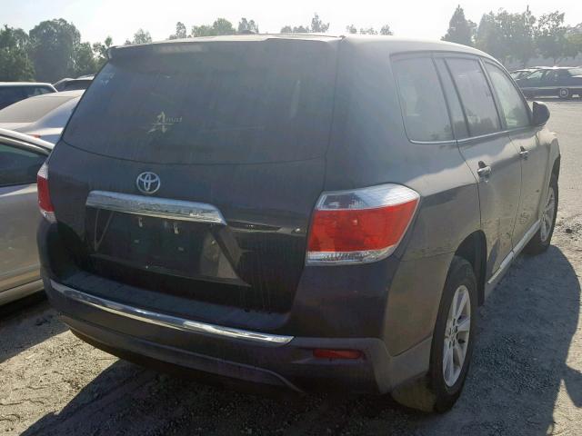 5TDZA3EH2BS012557 - 2011 TOYOTA HIGHLANDER BLACK photo 4