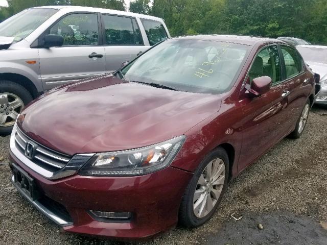 1HGCR2F82DA212802 - 2013 HONDA ACCORD EXL BURGUNDY photo 2