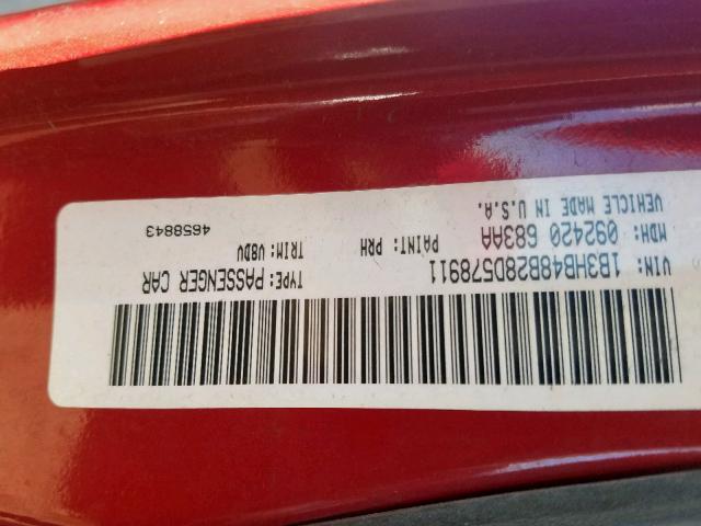 1B3HB48B28D578911 - 2008 DODGE CALIBER SX RED photo 10