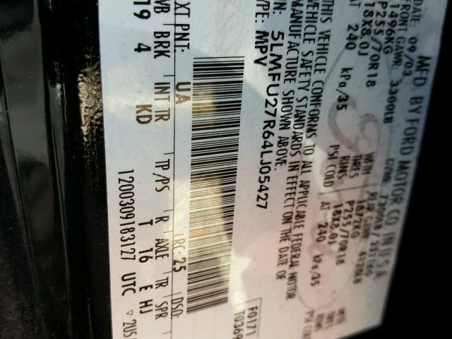 5LMFU27R64LJ05427 - 2004 LINCOLN NAVIGATOR BLACK photo 10