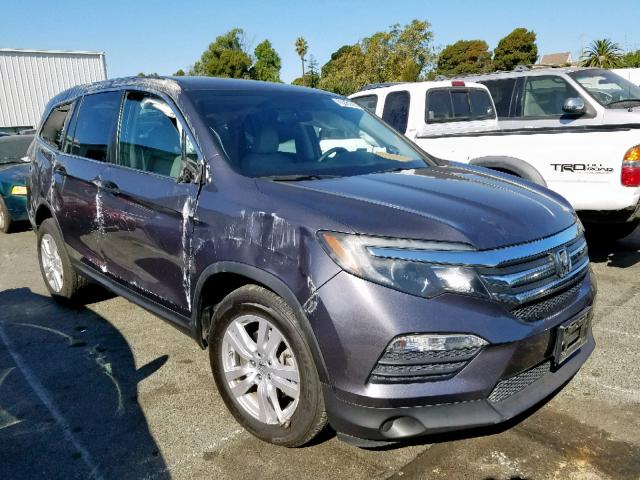 5FNYF6H13GB011877 - 2016 HONDA PILOT LX GRAY photo 1