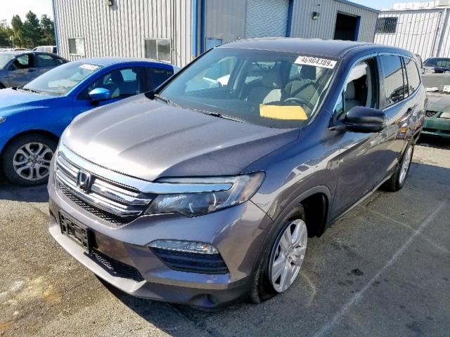 5FNYF6H13GB011877 - 2016 HONDA PILOT LX GRAY photo 2