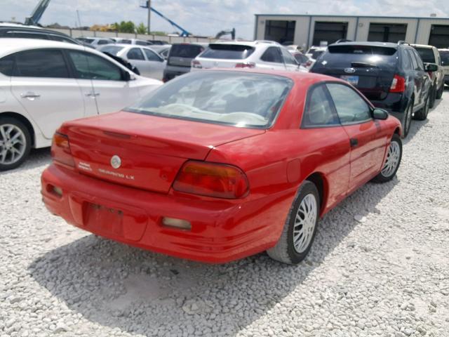 4C3AU42N9VE174199 - 1997 CHRYSLER SEBRING LX RED photo 4