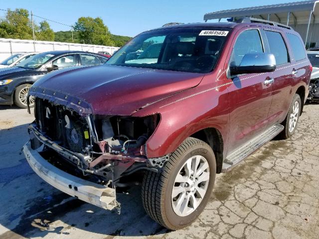 5TDKY5G15AS023687 - 2010 TOYOTA SEQUOIA LI MAROON photo 2