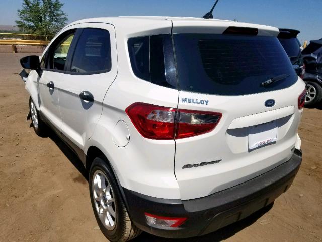 MAJ3P1RE7JC187689 - 2018 FORD ECOSPORT S WHITE photo 3