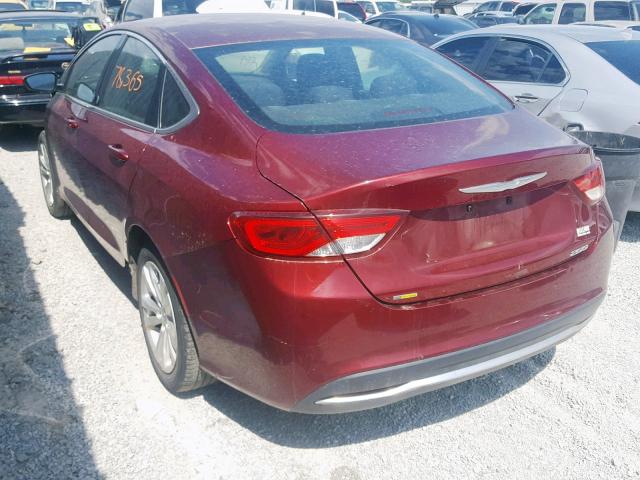 1C3CCCAB9FN578152 - 2015 CHRYSLER 200 LIMITE MAROON photo 3