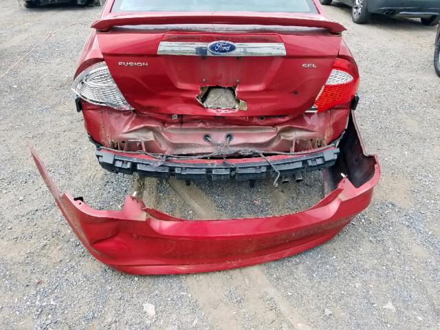 3FAHP0JA7AR386669 - 2010 FORD FUSION SEL RED photo 9