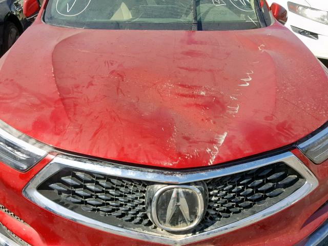 5J8TC2H50KL001913 - 2019 ACURA RDX BURGUNDY photo 7