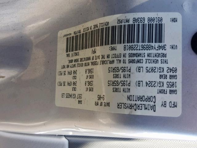 3A4FY48B96T228018 - 2006 CHRYSLER PT CRUISER SILVER photo 10