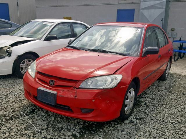 1HGES163X5L029004 - 2005 HONDA CIVIC DX V RED photo 2