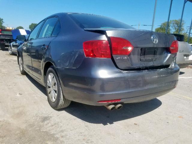 3VW2K7AJ0EM236636 - 2014 VOLKSWAGEN JETTA BASE GRAY photo 3