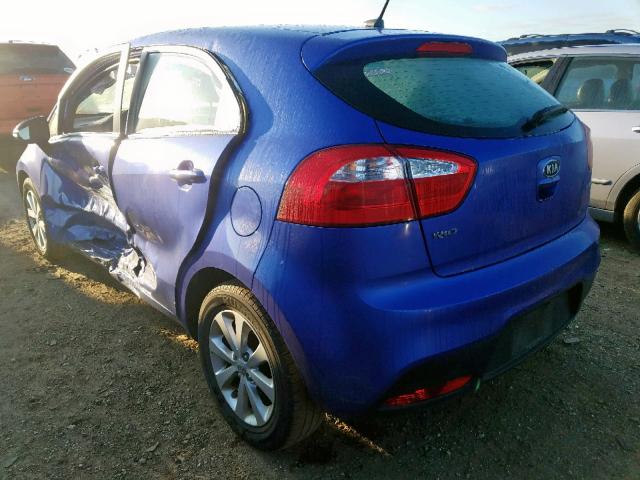 KNADN5A38D6130827 - 2013 KIA RIO EX BLUE photo 3