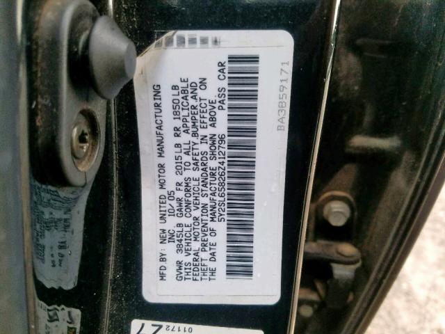 5Y2SL65826Z412796 - 2006 PONTIAC VIBE BLACK photo 10