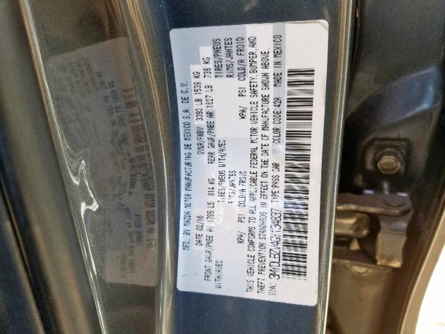 3MYDLBZV4GY134837 - 2016 TOYOTA SCION IA GRAY photo 10