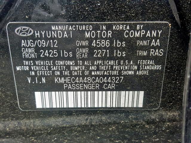 KMHEC4A48CA044327 - 2012 HYUNDAI SONATA HYB BLACK photo 10