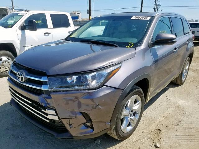 5TDYZRFH1KS315061 - 2019 TOYOTA HIGHLANDER GRAY photo 2