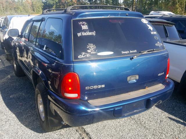 1B4HS28N4YF203536 - 2000 DODGE DURANGO BLUE photo 3