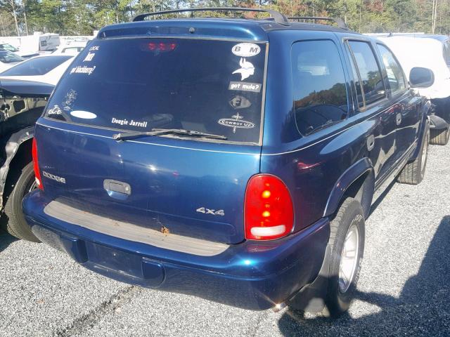 1B4HS28N4YF203536 - 2000 DODGE DURANGO BLUE photo 4