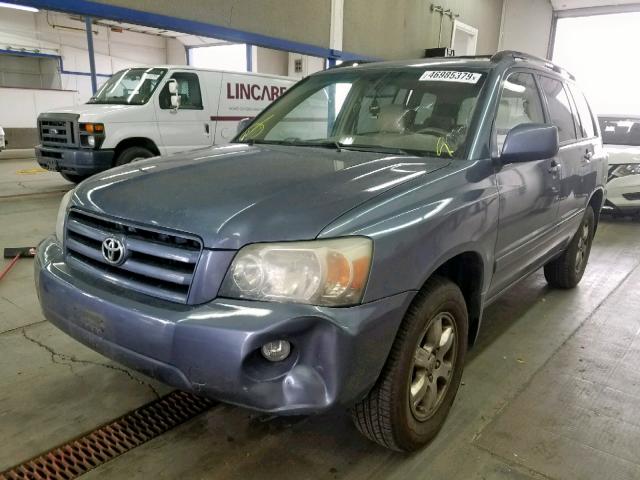 JTEEP21A140027553 - 2004 TOYOTA HIGHLANDER BLUE photo 2