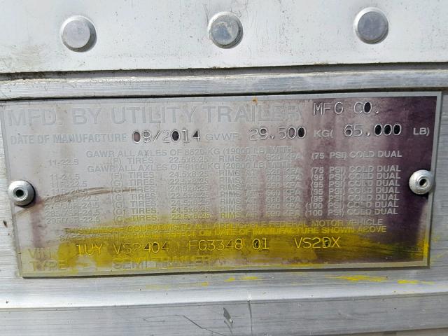 1UYVS2404FG334801 - 2015 UTILITY TRAILER WHITE photo 10