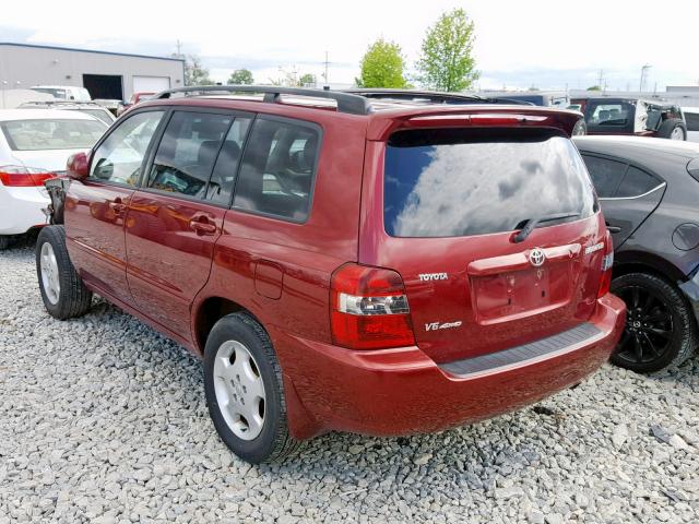 JTEEP21A250123693 - 2005 TOYOTA HIGHLANDER RED photo 3