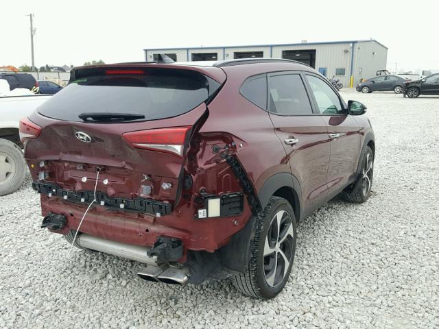 KM8J3CA27GU066444 - 2016 HYUNDAI TUCSON LIM MAROON photo 4