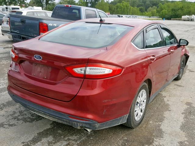 3FA6P0G77DR234835 - 2013 FORD FUSION S RED photo 4