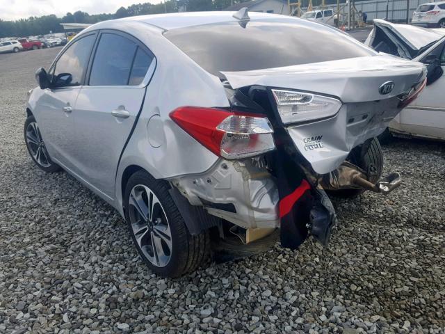 KNAFX4A86F5331109 - 2015 KIA FORTE EX SILVER photo 3