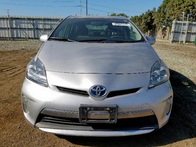 JTDKN3DP2D3046534 - 2013 TOYOTA PRIUS PLUG SILVER photo 9