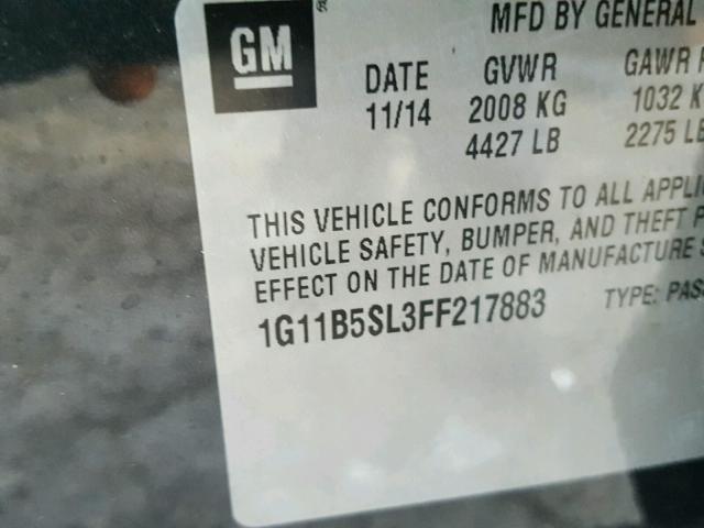 1G11B5SL3FF217883 - 2015 CHEVROLET MALIBU LS 石墨色 照片 10