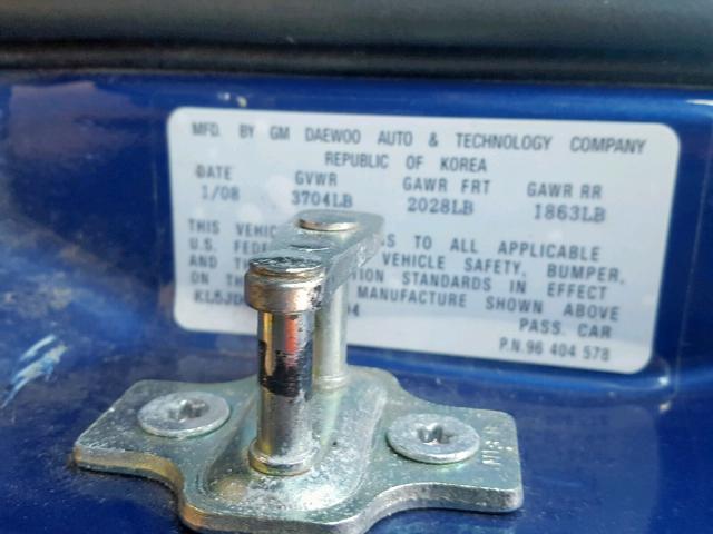 KL5JD66Z98K869994 - 2008 SUZUKI RENO BASE BLUE photo 10